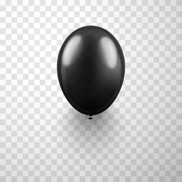 Black shiny balloon isolated on transparent background. — Stock Vector