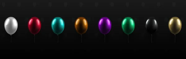 Renkli balonlar ile siyah banner. Festival tasarım ve Dekorasy — Stok Vektör
