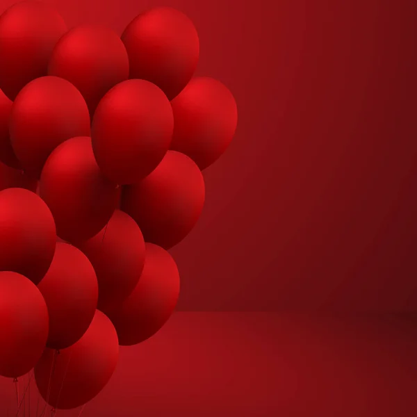 Rosso sfondo festivo con realistici palloncini 3d . — Vettoriale Stock