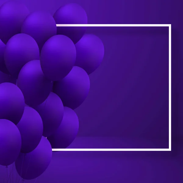 Sfondo festivo viola con realistici palloncini 3d . — Vettoriale Stock