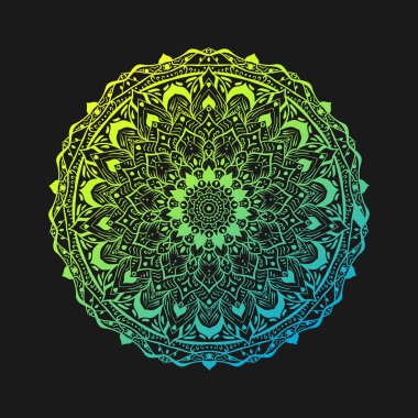 Şark süsleme ile yeşil yuvarlak mandala.