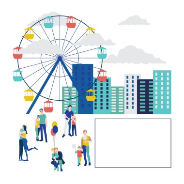 İnsanlar eğlence parkı. Düz stil.