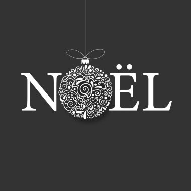 Beyaz Noel top ile neşeli Noel 2019 kartı.