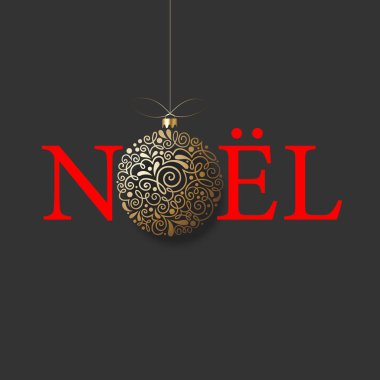 Neşeli Noel 2019 poster altın Noel top ile.