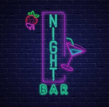 Siyah gece bar arka plan renkli neon dekorasyon ile.