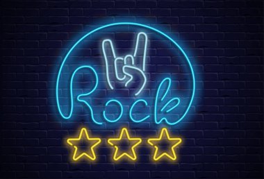 Rock neon renkli tabela siyah gerçekçi örmek duvar