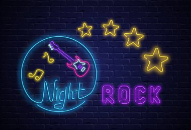 Gece rock renkli tabela üzerinde mor gerçekçi örmek wa