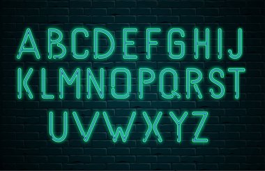 Yeşil neon alfabe tabela yaratılması için.