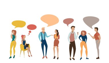 İnsanlar haberleri tartışmak. Sosyal ağ için düz tasarım.