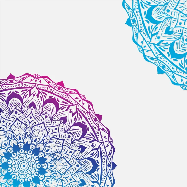 Fundo branco com mandalas azuis . — Vetor de Stock