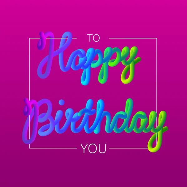 Pink Happy Birthday card with spectrum inscription. — Stock Vector