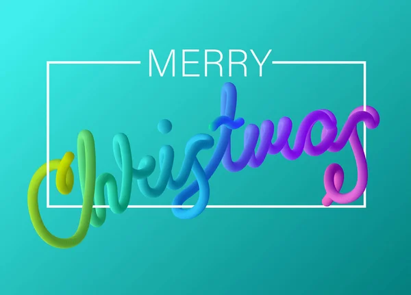 Merry Christmas card med neon Inskription. — Stock vektor