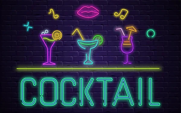 Lila Cocktailparty Hintergrund mit bunten Neon-Dekoration. — Stockvektor