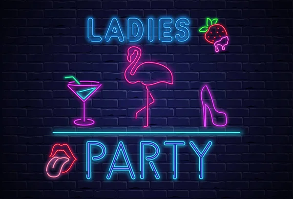 Schwarze Damen Party Hintergrund mit bunten Neon-Dekoration. — Stockvektor