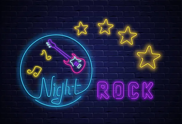 Panneau coloré rock nocturne sur briquetage réaliste violet wa — Image vectorielle