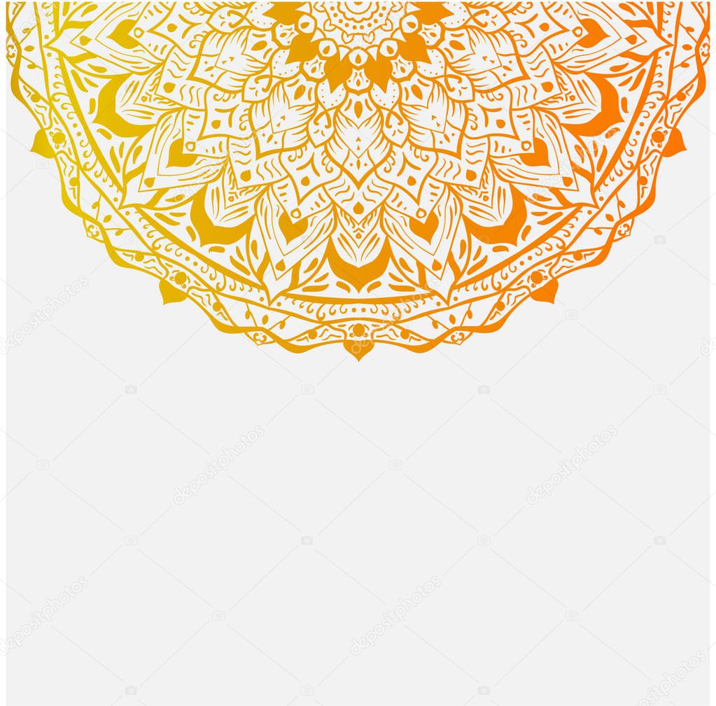 White background with orange mandala.