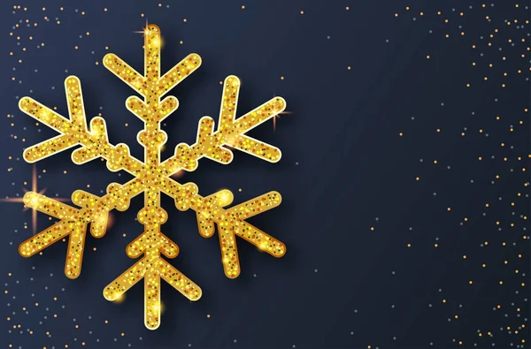 Blå vinter, jul och nyår festliga bakgrund med guld — Stock vektor