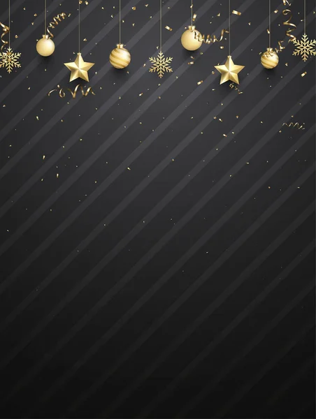 Navidad y Año Nuevo fondo festivo con oro Navidad ba — Vector de stock