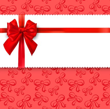 Kırmızı ve beyaz arka plan saten yay ile.