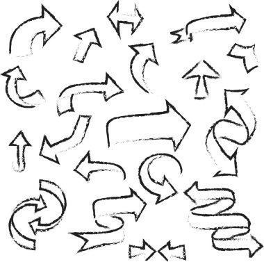 Siyah kireçli okları üzerine beyaz izole kümesi.