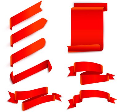 Kırmızı üzerine beyaz izole şerit kümesi.