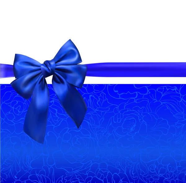 Blue and white background with satin bow. — Stock Vector