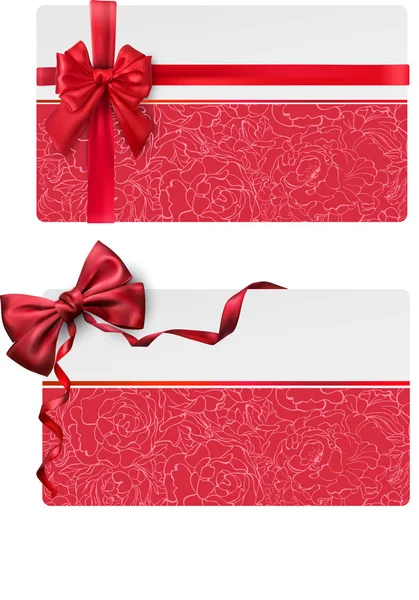 Red gift card with beautiful satin bow. — Stock Vector