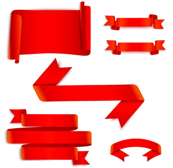 Conjunto de cintas rojas aisladas en blanco . — Archivo Imágenes Vectoriales