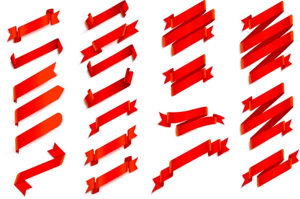 Ensemble de rubans rouges isolés sur blanc . — Image vectorielle