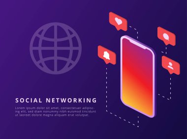 Sosyal ağ. , Promosyon, smm kullanarak. Açılış sayfası şablonu.