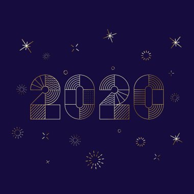 Kar taneleri ile mor 2020 yeni yıl kartı.