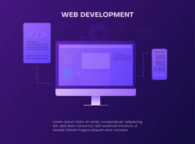 Web geliştirme. Açılış sayfası şablonu cihazlar ile. 