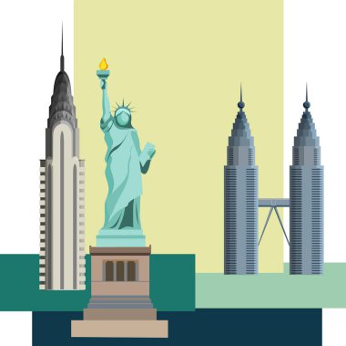 Özgürlük heykeli ile New York arka plan.