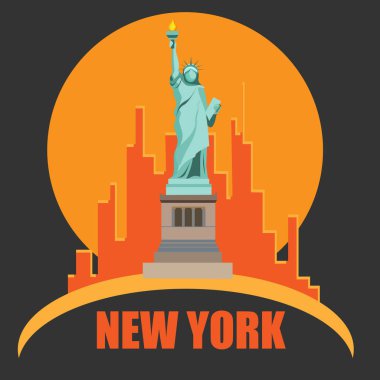 Özgürlük heykeli ile New York arka plan.