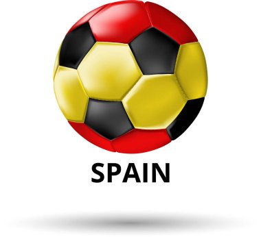 Futbol topu ulusal bayrak renkleri ile İspanya kartı.