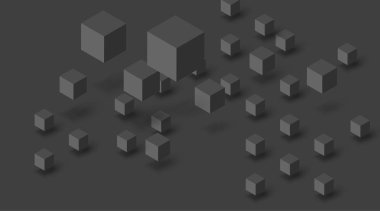 Geometrik 3d ile siyah dokulu arka plan deseni cubes.