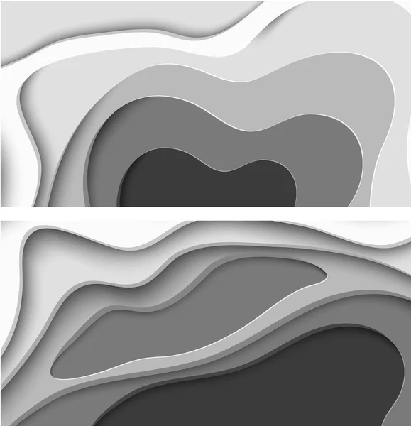 Fondos abstractos grises con formas cortadas en papel . — Vector de stock