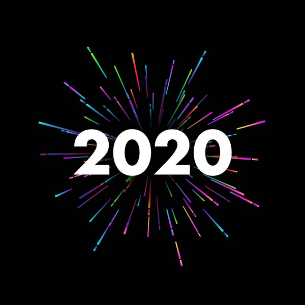 Firma de Año Nuevo 2020 con fuegos artificiales . — Archivo Imágenes Vectoriales