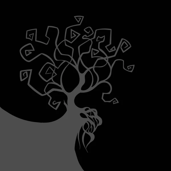 Noche gris Halloween o fondo gótico con árbol . — Vector de stock