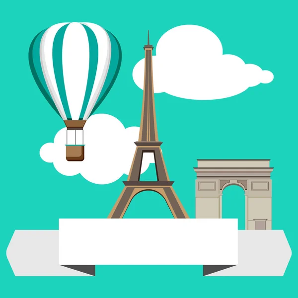 Fondo parisino verde con Torre Eiffel . — Vector de stock