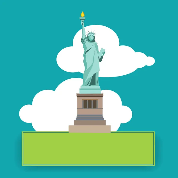 自由の女神像とニューヨークの背景. — ストックベクタ