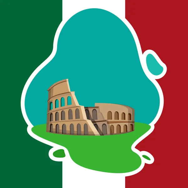 Fundo com bandeira italiana e Coliseu . — Vetor de Stock