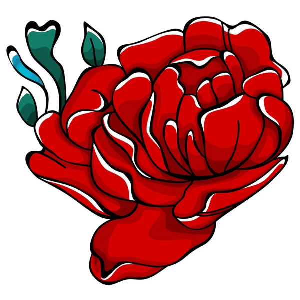 Rojo aislado peonía flor boceto . — Vector de stock