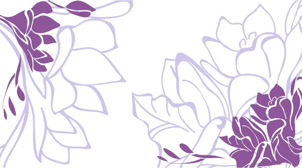 白の背景に紫の牡丹の花. — ストックベクタ