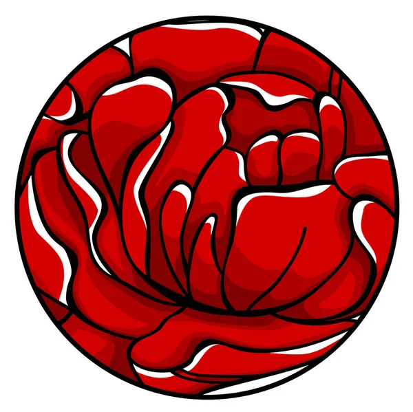 Manifesto rotondo con fiore di peonia rosso . — Vettoriale Stock
