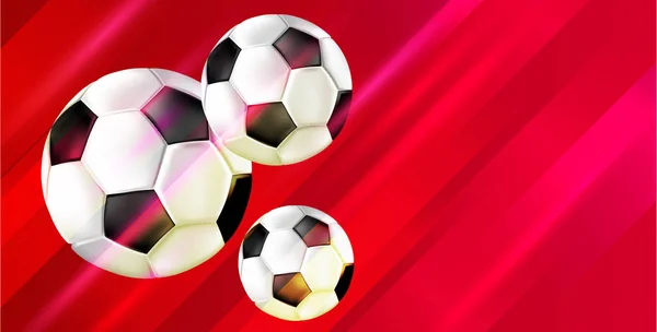 Fondo de fútbol rojo con pelotas de fútbol . — Archivo Imágenes Vectoriales