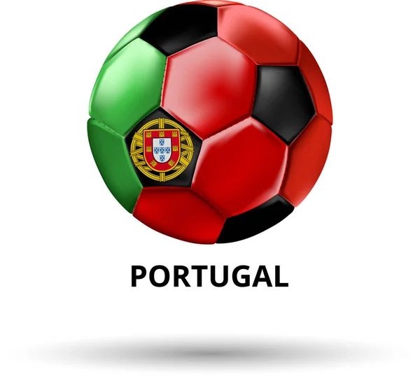 Tarjeta Portugal con balón de fútbol en colores de bandera nacional . — Vector de stock