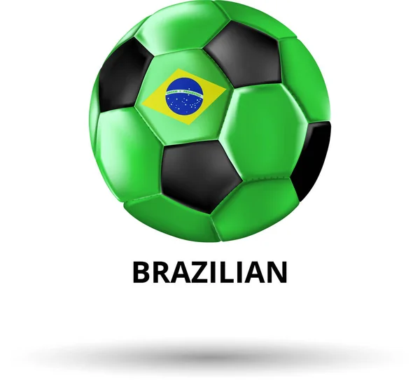 Brasilianska kort med fotboll i färgerna flagga. — Stock vektor