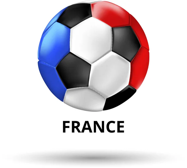 Frankreich-Karte mit Fußball in den Farben der Nationalflagge. — Stockvektor