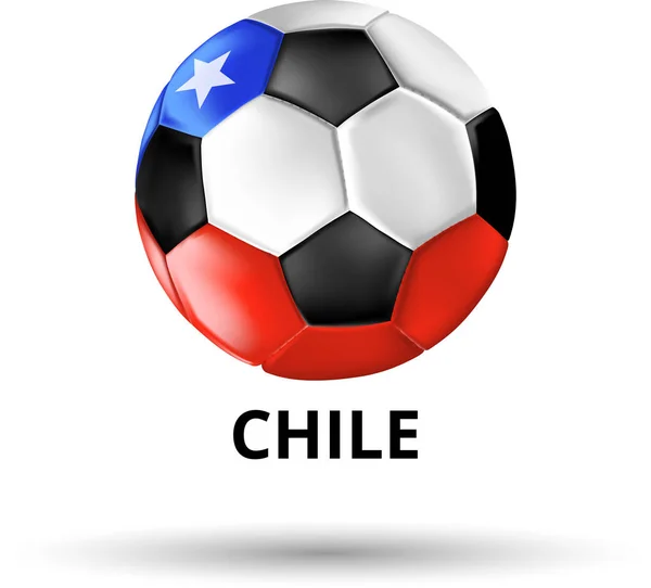 Chile-kort med fotboll i färgerna flagga. — Stock vektor